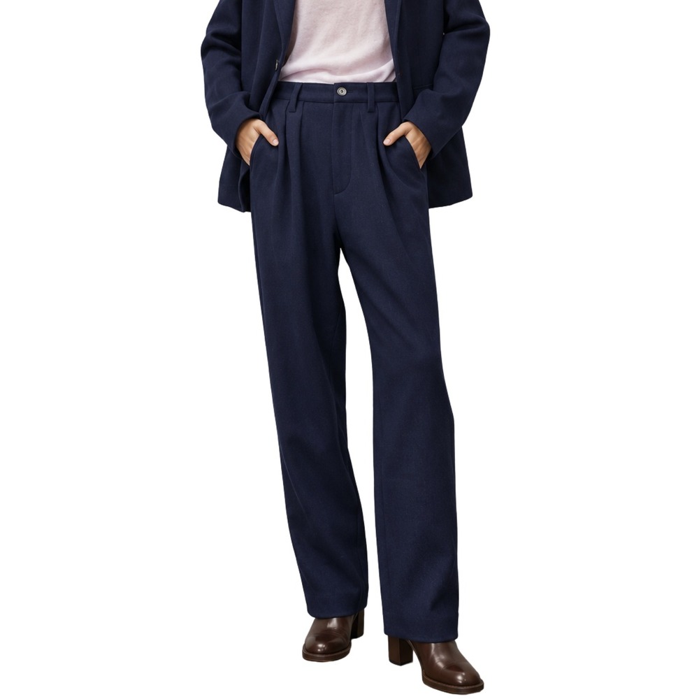 Alex Mill Pants Size 0 Blue 100% Wool Pleated High Rise Trousers Holiday Things